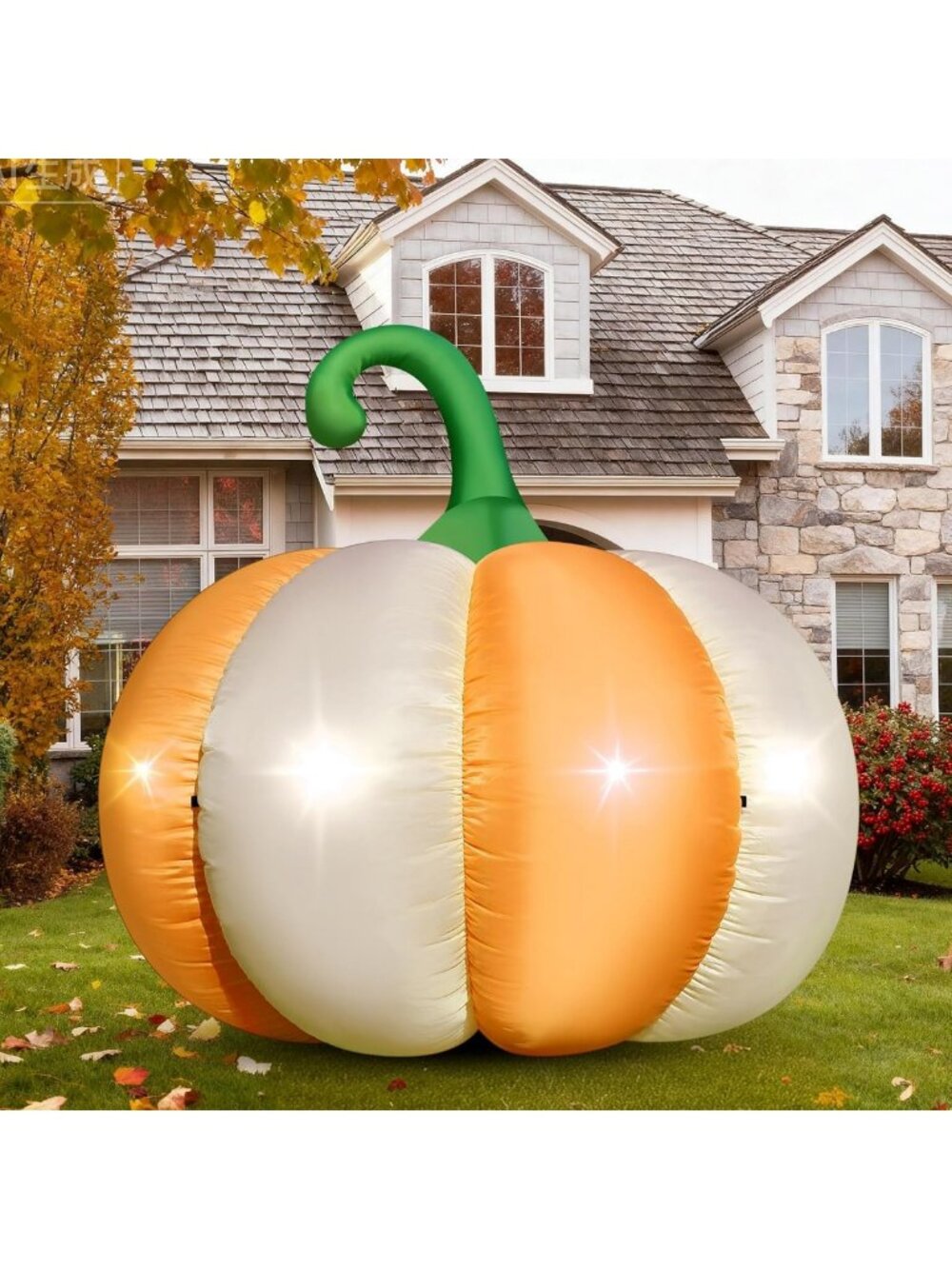 Giant 4.6FT Inflatable Pumpkin with LED Lights for Halloween & Fall Yard Decor